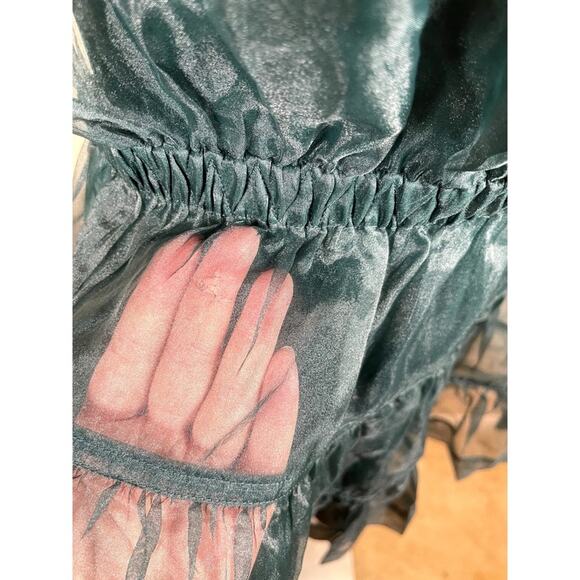 Jonathan Simkhai Monique Ruffle Sheer Organza Tulle Tiered Green Mini Dress Sz 2 - Picture 8 of 10